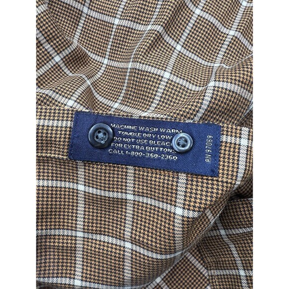 Scott Barber Dress Shirt Mens Large Gold Check Plaid Cotton - Picture 3 of 5